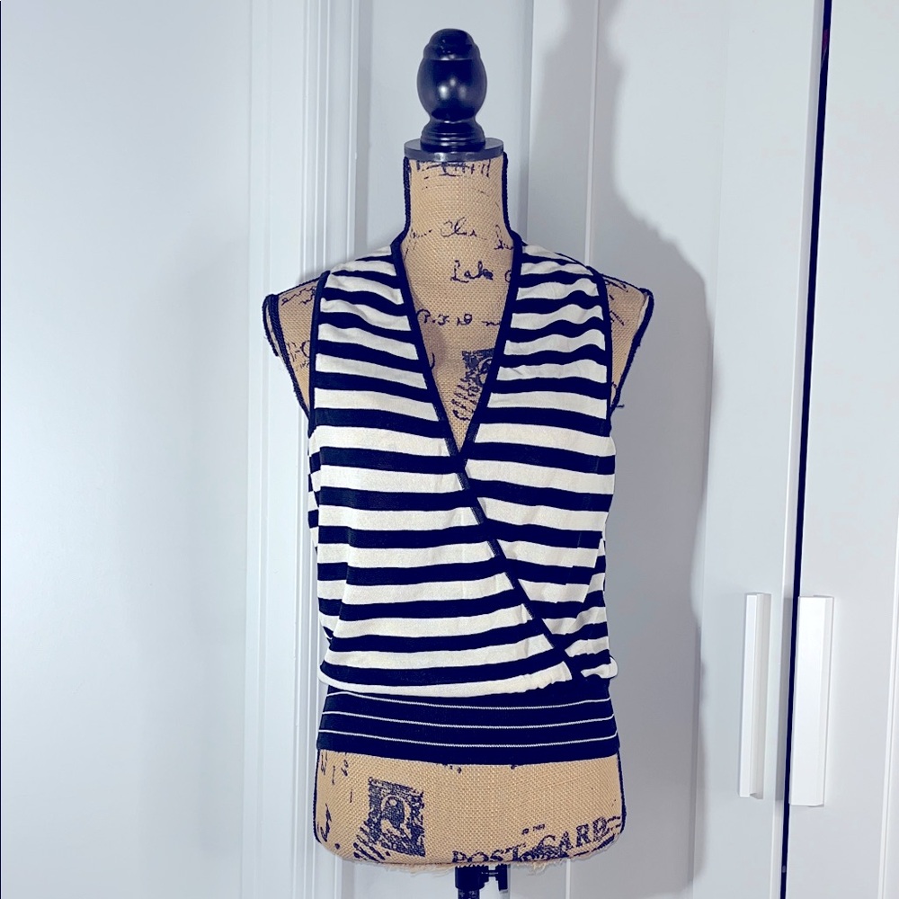 Gucci Black and Off White Striped Top